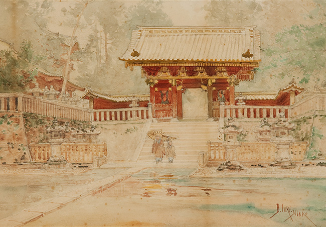 明治期オリジナル浮世絵] 日光名勝十二景 大日池／三仏堂 [栃木